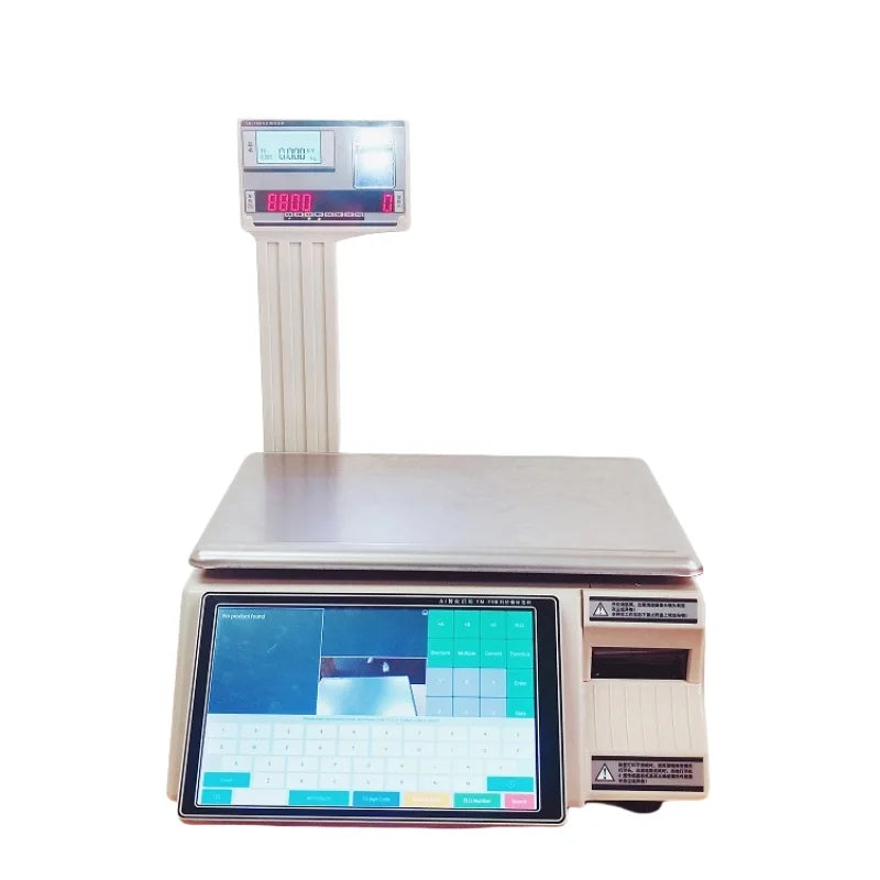 Weighing TM-F66 30kg AI Touch Screen Supermarket Label Scale Cash Register Hot Label Scale Weighing Scale