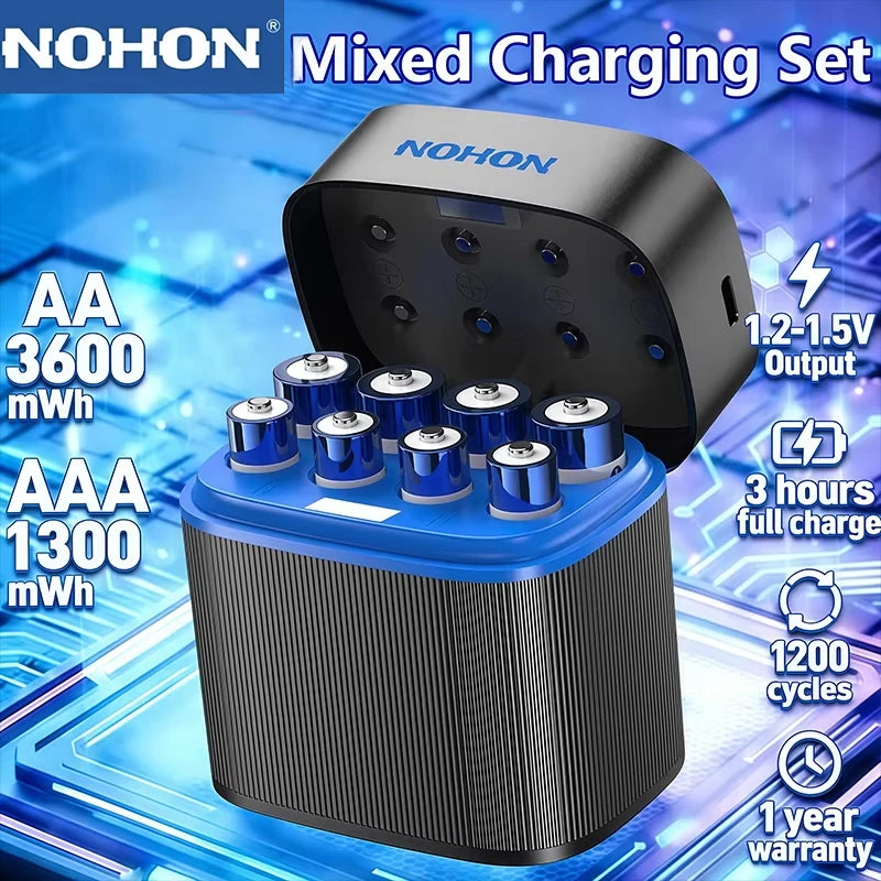 NOHON Rechargeable Lithium Battery AA 3600mWh/AAA 1300mWh Original Batteries High Capacity 1.5V Battery for Mouse Remote Control