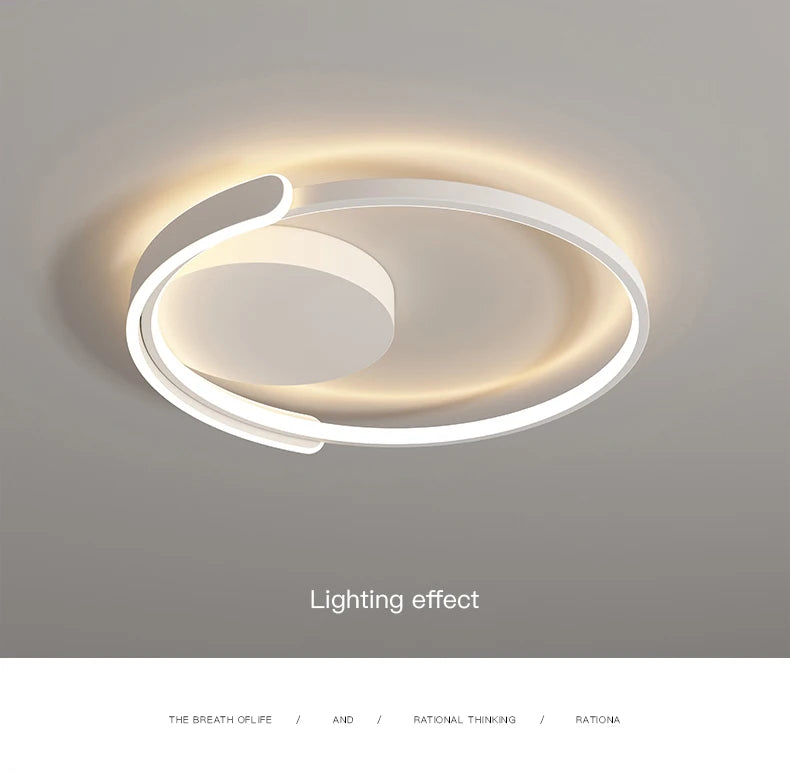 Modern Led Ceiling Light The Bedroom Black White Square Ring Lamp Living Room Study Nursery Indoor Lighting Fixture