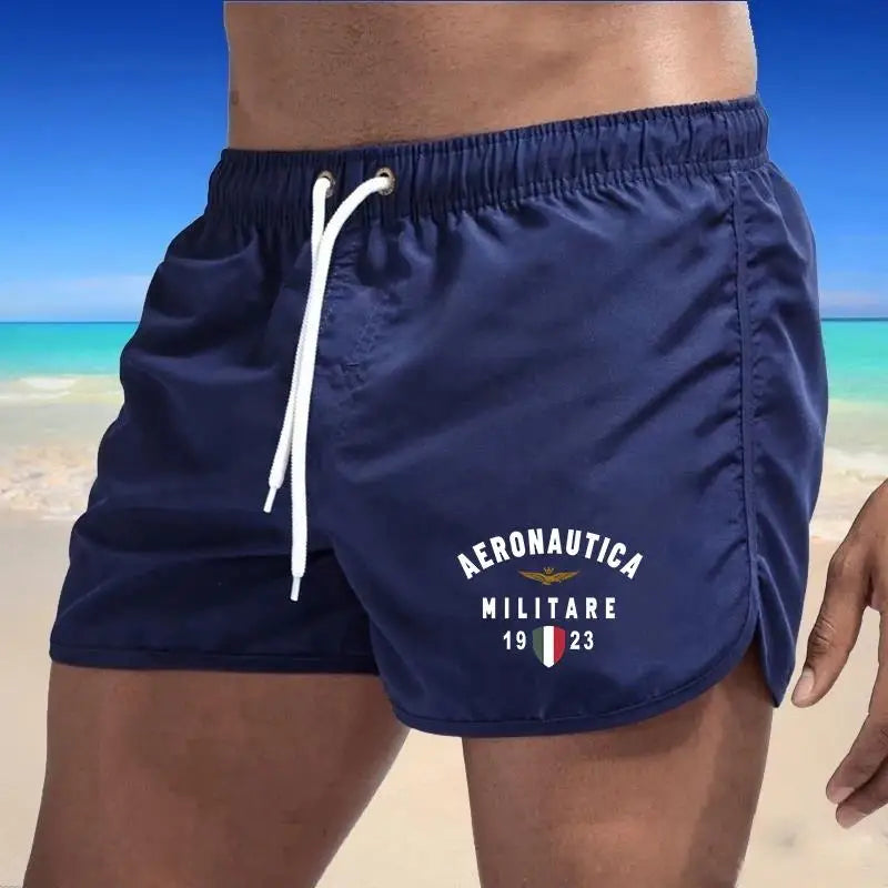 2024 Men's Fashion Printed Swimming Shorts Quick-Drying Beach Suit Breathable Drawstring Pocket