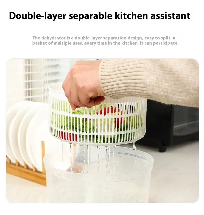 Lettuce Drain Basket  Multifunctional Household Manual Vegetable Dehydrator - Salad Spinner with Fruit,  Home Kitchen Gadgets