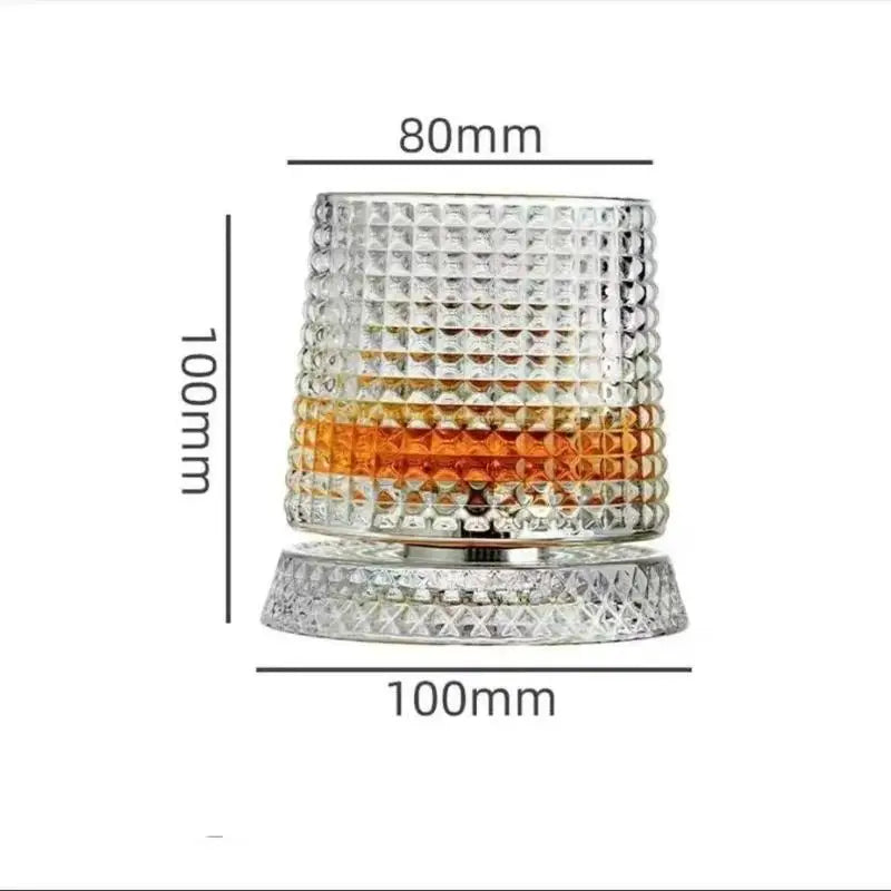 2026 New Whiskey Glasses Rotating Whisky Glass With Glass Base 360 Rotate Degrees Crystal Rum Glass For Cocktail Party Drinking