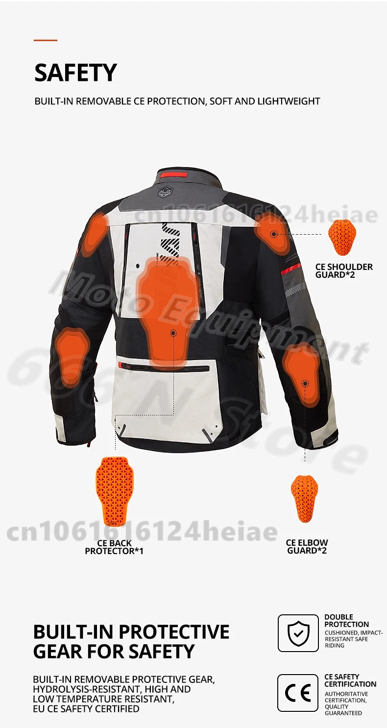 Waterproof Motorcycle Jacket and Pants Suit with CE Level Fall Protection Motocross Riding Gear for All Weather Conditions