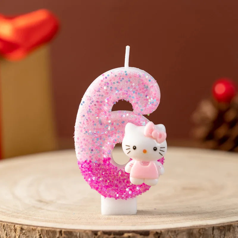 Cute cartoon cat digital candle 0-9 pink birthday candle cake party decoration
