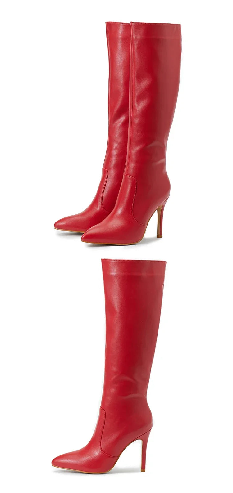 Women's Fashion Elegant Pointed Thin Heel Knee High Long Boots2024 Spring/Autumn PU Panel Side Zipper Boots Western35-42