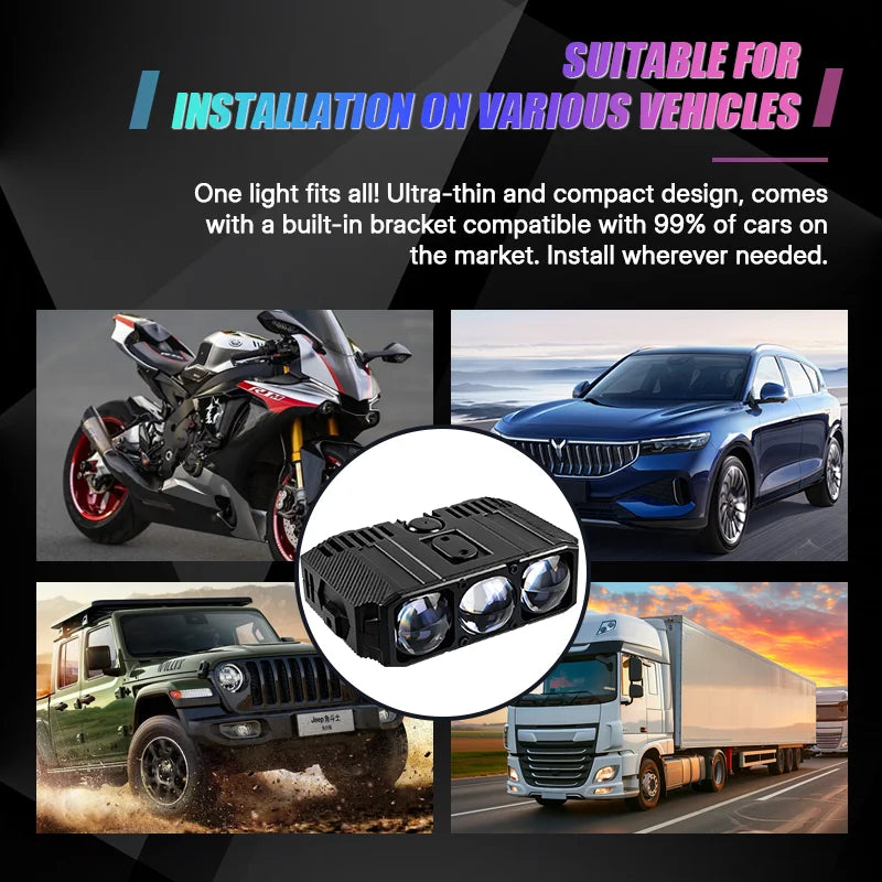 Waterproof Work Light Super Bright 9-80vMini Projector Car LED Light External Auxiliary Light for Car SUV Motorcycle Light