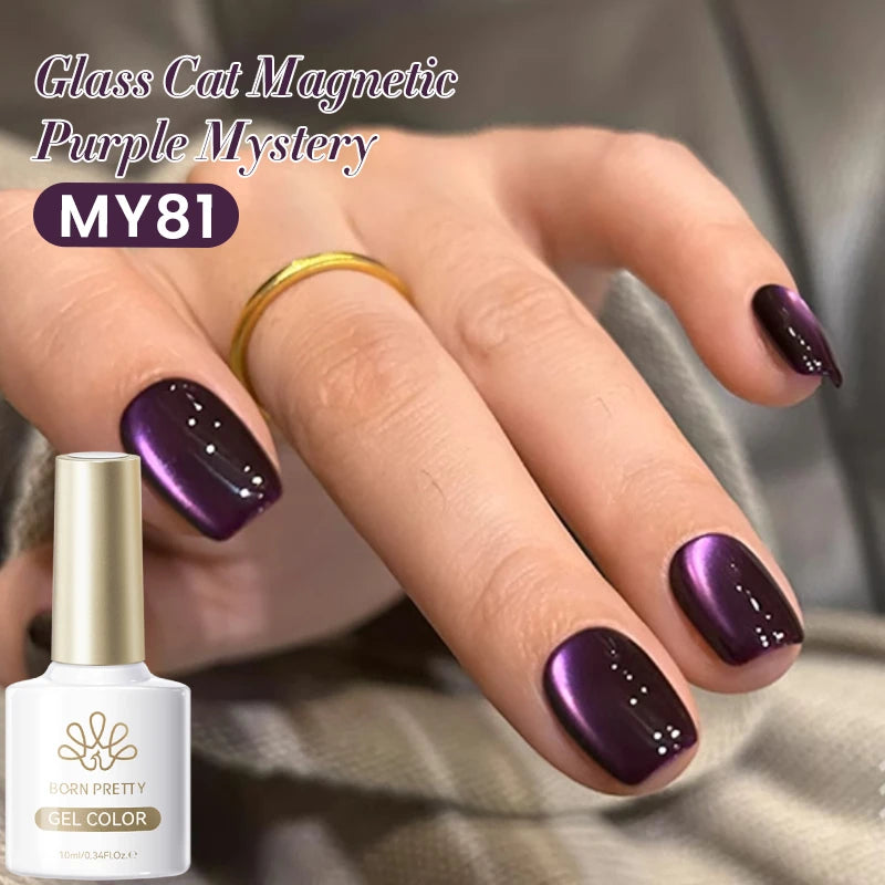 BORN PRETTY 10ml Grey Glass Bead Cat Magnetic Gel Nail Polish Black Nails Nail Art Manicure Semi Permanent Soak Off UV Gel