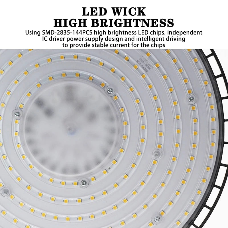 High Bay Lights 100/150/200W 220V Super Bright 6000K UFO LED Waterproof Commercial Market Warehouse Garage Industrial Lighting