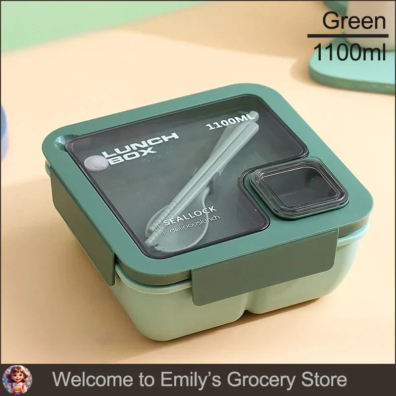 1pcs Portable Sealed Lunch Box with Tableware for Kids Children Plastic Microwave Bento Boxes Dinnerware Set Food Storage Contai