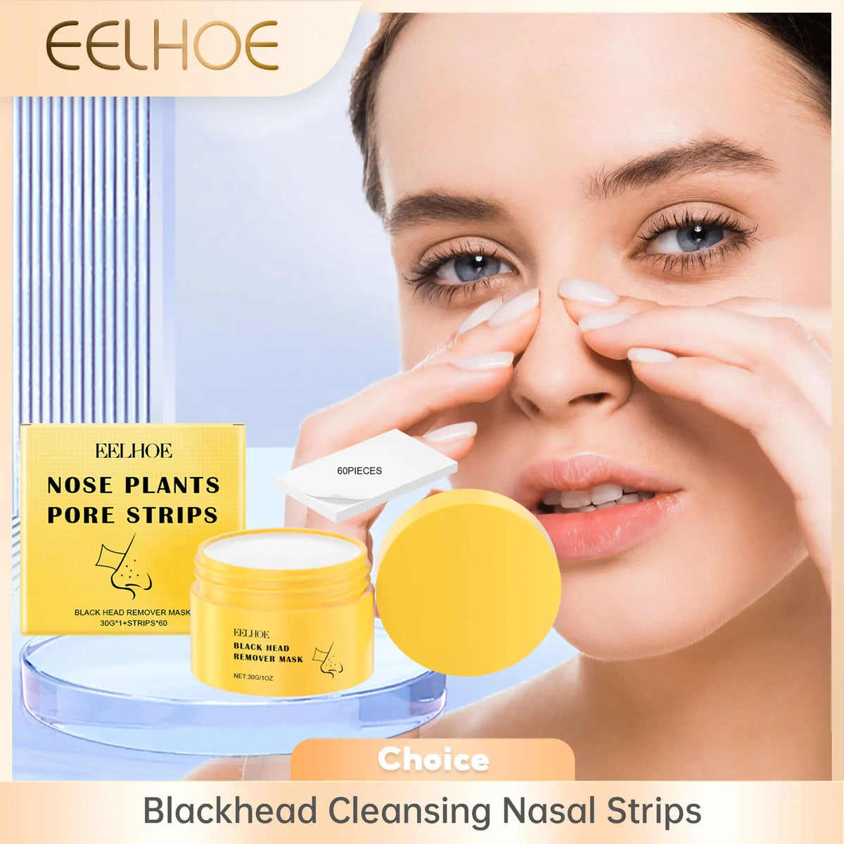EELHOE Blackhead Remover Face Mask Peel-Off Nasal Strips Deep Cleansing Pore Shrinking Black Head Remover Nose Strip Skin Care