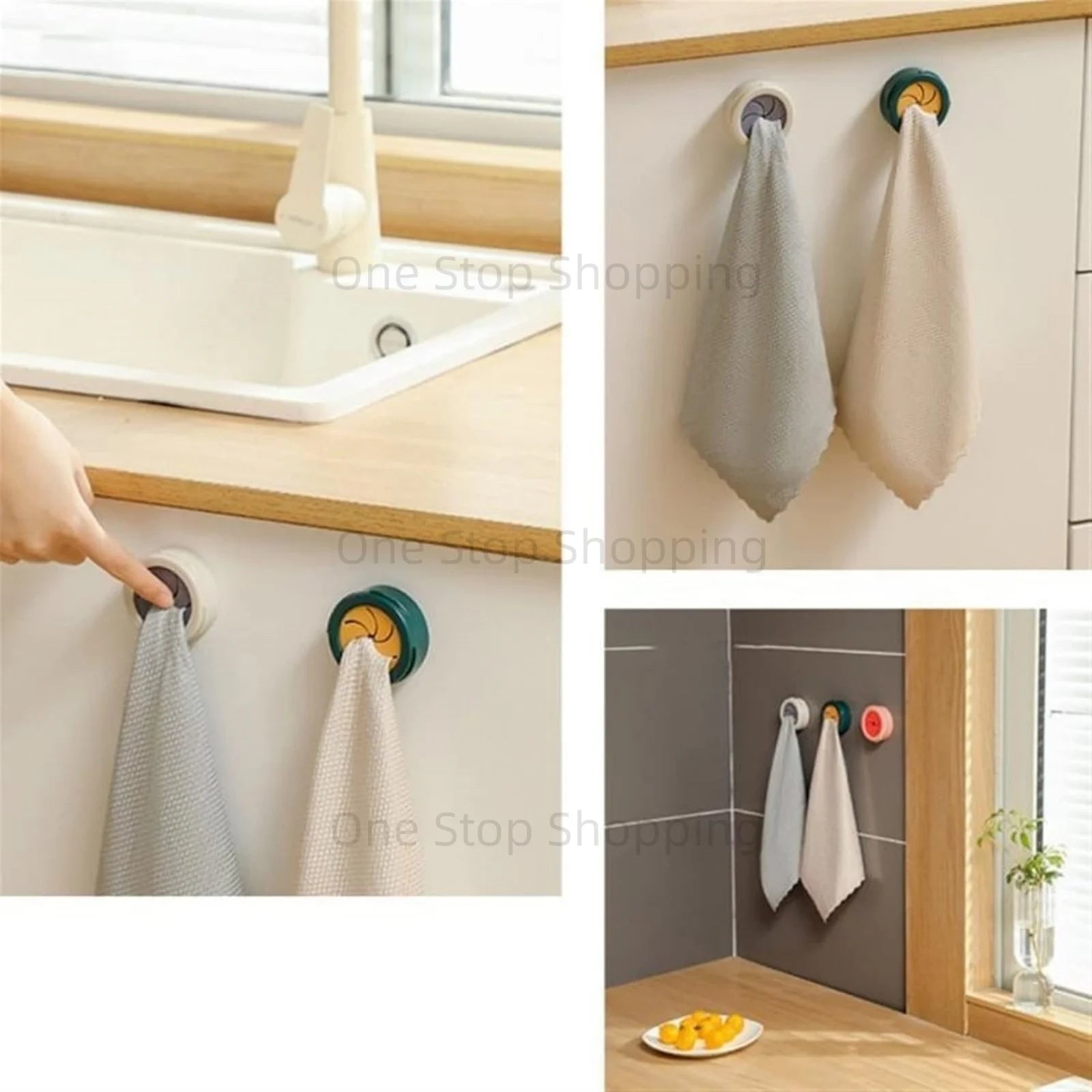 Towel Holder Free Punch Self Adhesive Rag Dishcloth Clip Towel Wall Hanger Hooks Kitchen Bathroom Towel Rack Storage Organizer
