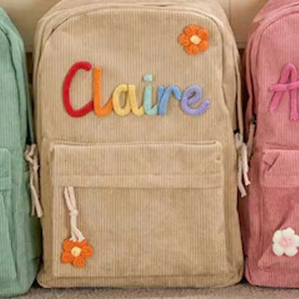 1pc Personalized Corduroy Backpack, Strawberry/Checkered Pattern, Simple and Spacious, Perfect Back-to-School Gift