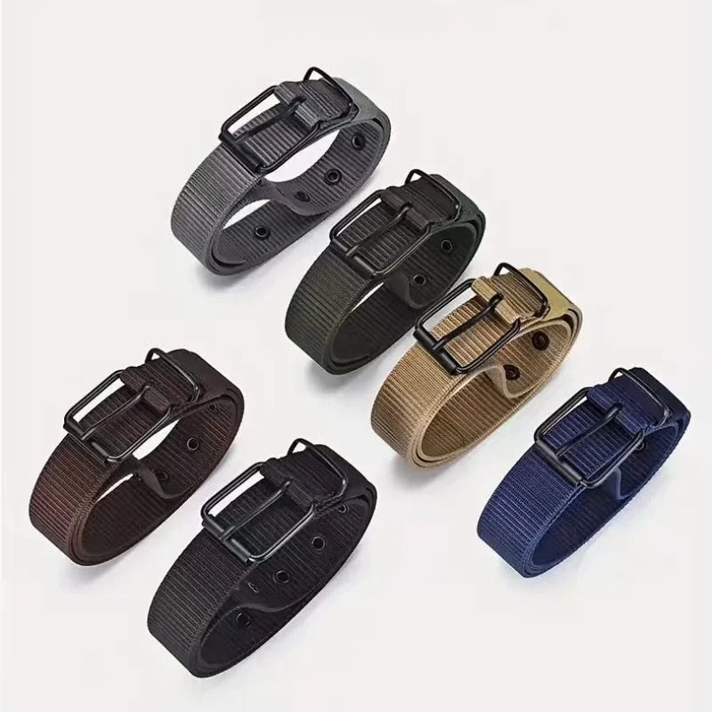 Men's Belt Porous Canvas Pin Buckle Leather Belt Outdoor Sports Belt Women's Trendy Eyelet Belt With Jeans Belt For Men Women