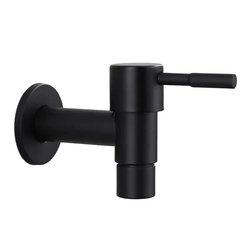 Stainless Steel Faucet Black Wall Mounted Washing Machine Tap Bath Toilet Mop Pool Water Taps for Outdoor Garden Bathroom