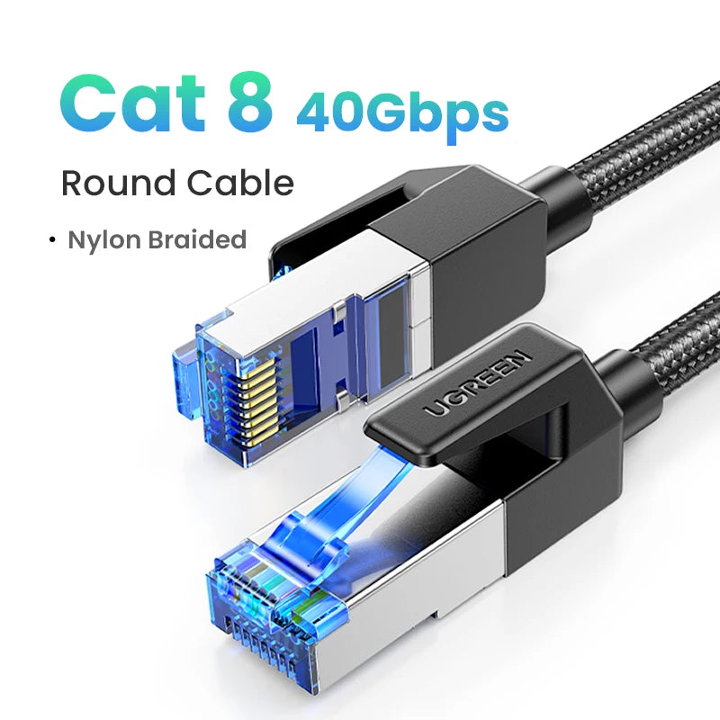 UGREEN CAT 8 Ethernet Cable CAT8 40Gbps 2000MHz Networking Nylon Braided Internet Lan Cord for Laptops PS 4 Router RJ45 Cable