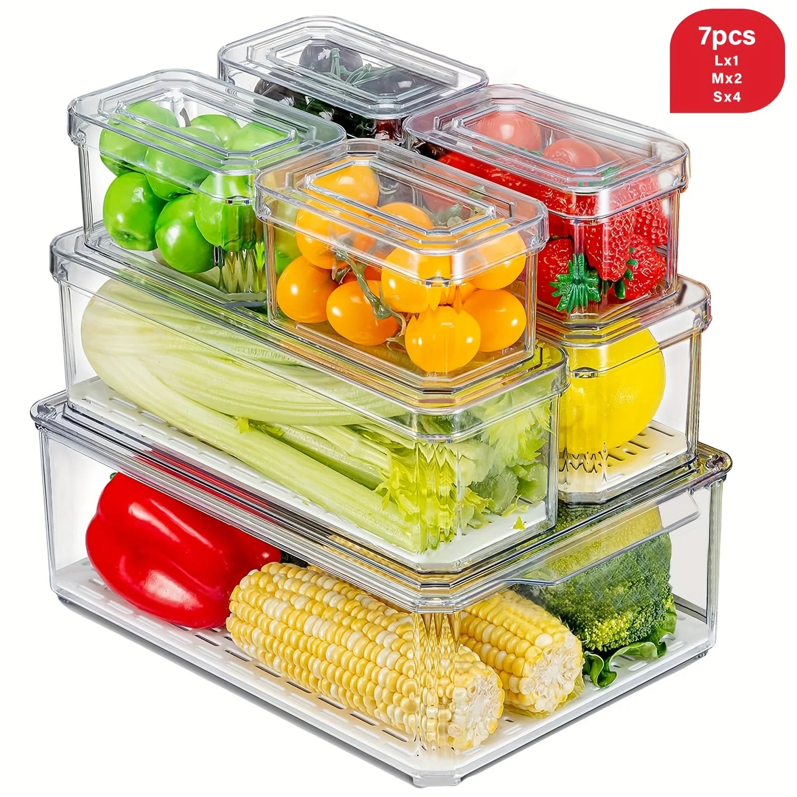 7/14 Piece Refrigerator Organizer,Perfect for Kitchen Food Storage and Organization, Dishwasher Safety