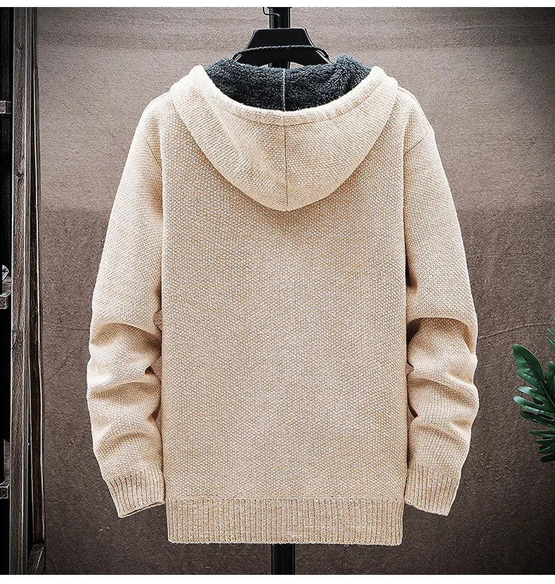 Autumn and Winter men's wool jacket new jacket plush thickened classic vintage cardigan Hoodie casual loose tops