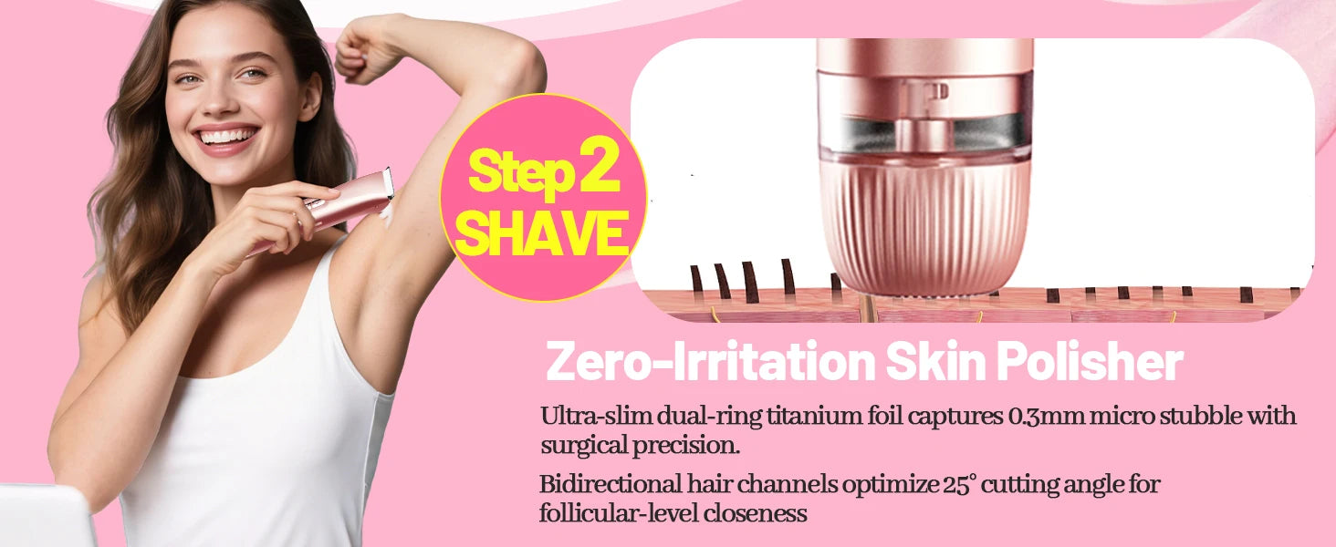 Electric Hair Trimmer 2-in-1 USB Rechargeable Waterproof for Women & Men Bikini Nose Eyebrows Trimming with Dual Heads