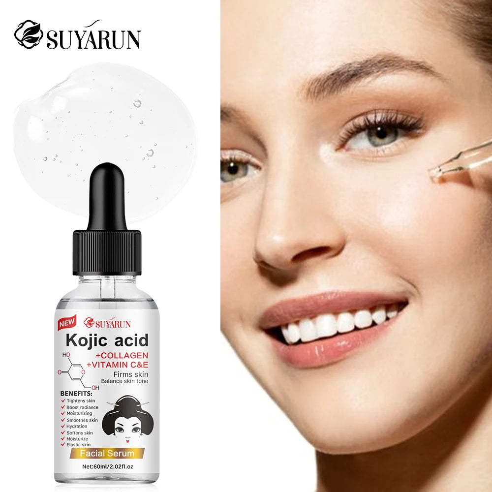 SUYARUN Propolis VITAMIN E & Kojic Acid Face Serum - Brightening Anti-Aging Treatment, Fades Dark Spots, Evens Skin Tone.