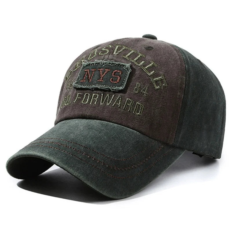Four Seasons Men's Retro Letter Baseball Cap Casual Wash Embroidered Cap Curved Brim Bowler Hip Hop Streetwear Sun Hat