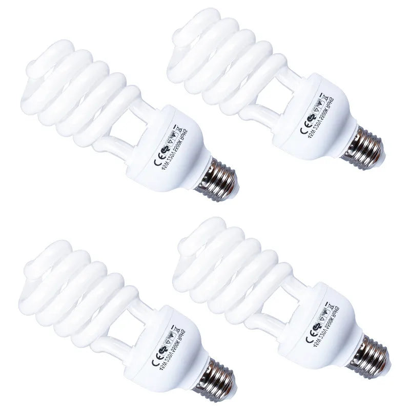 5500K Photography Daylight 4PCS 45W High Bright  Fluorescent Lighting Bulbs E27 Base For Photographic Photo Video Studio