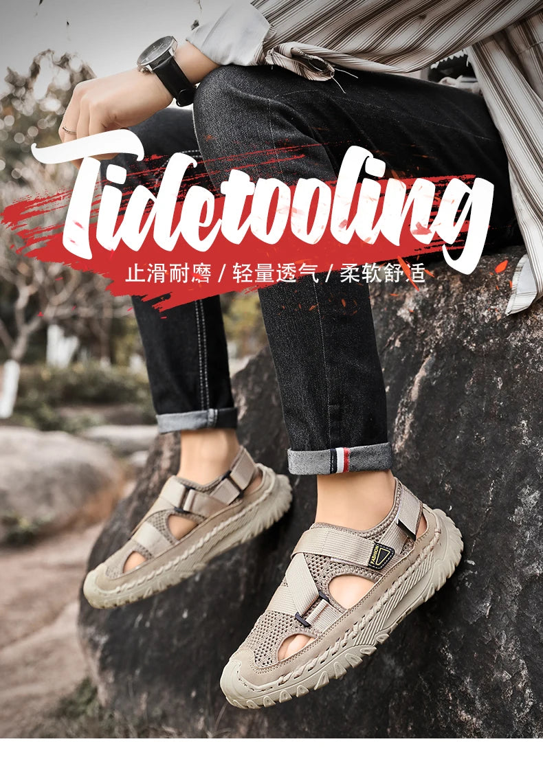 Summer Men Sandals Genuine Leather Mens Casual Shoes Outdoor Men Leather Sandals for Men Beach Shoes Roman mens Shoes
