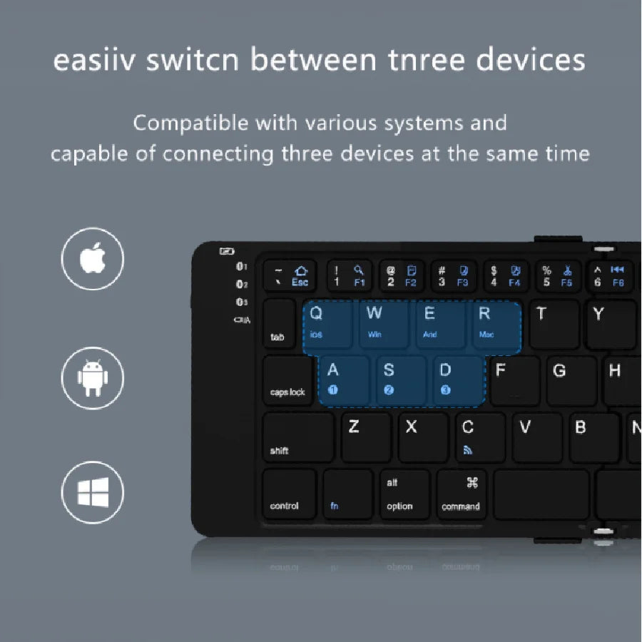 BOW Foldable Bluetooth Keyboard Rechargeable Wireless Keyboard  Folding 2.4G Keyboard for iPhone ipad Laptop Desktop
