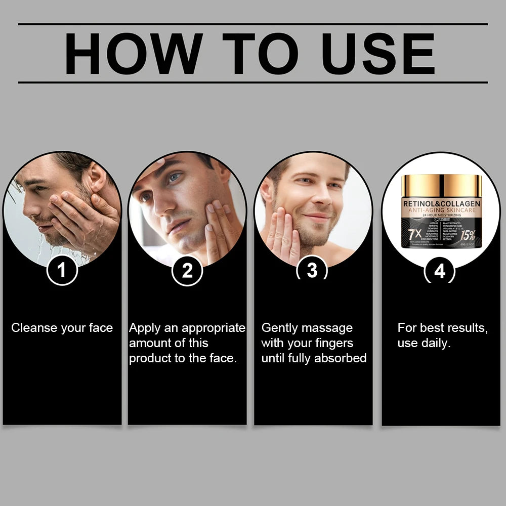 JUINHOU Men's Retinol Collagen Skin Renewal Cream Makes Skin Supple and Moisturized Refreshing and Non-greasy Men's Only