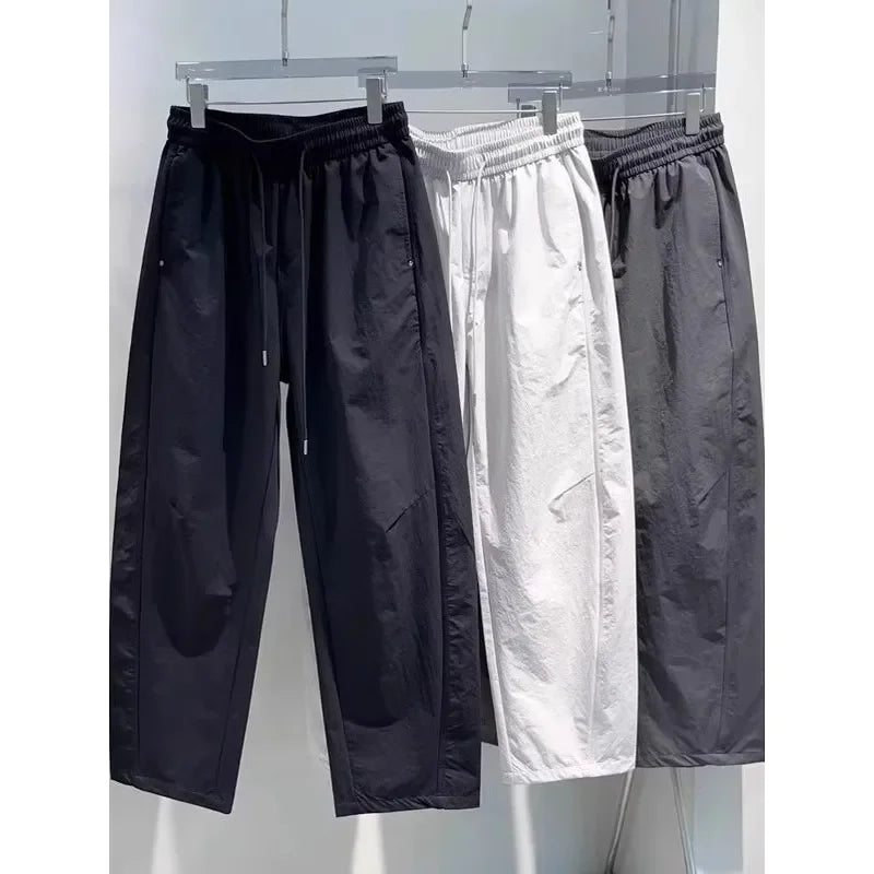 Summer Casual Men's New Trendy Brand Loose Straight Sports Pants Thin Drawstring
