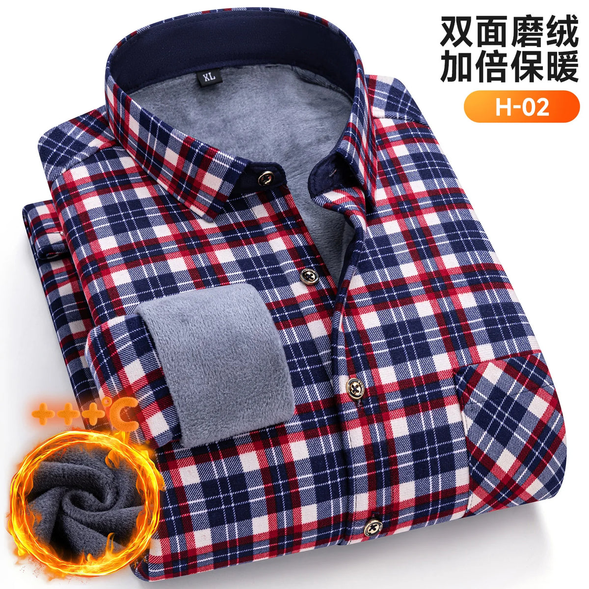 Autumn Winter New Fleece Plaid Shirt For Men Business Thickened Warm Double-sided Fleece Casual Non-ironing Fashion Check Shirts