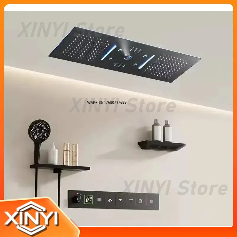 Waterfall Shower System for Multi Function Rainfall Ceiling Luxury Shower Head Thermostatic Shower System