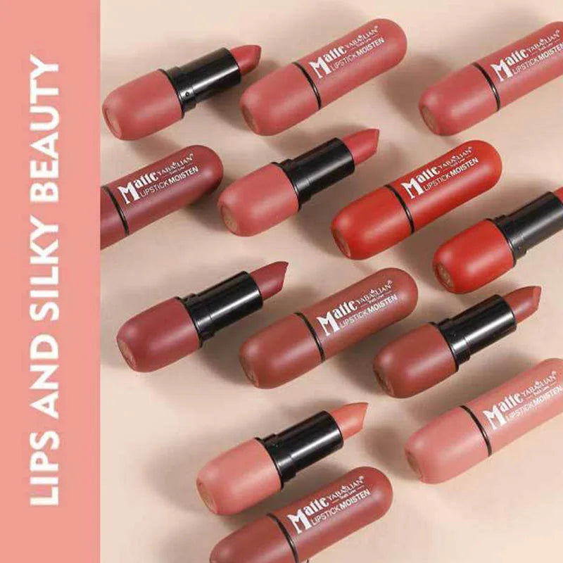 6 Colors Sexy Matte Lipstick Waterproof Long Lasting Color Rendering Non-stick Velvet Lips Contour Pencil Woman Makeup Cosmetics