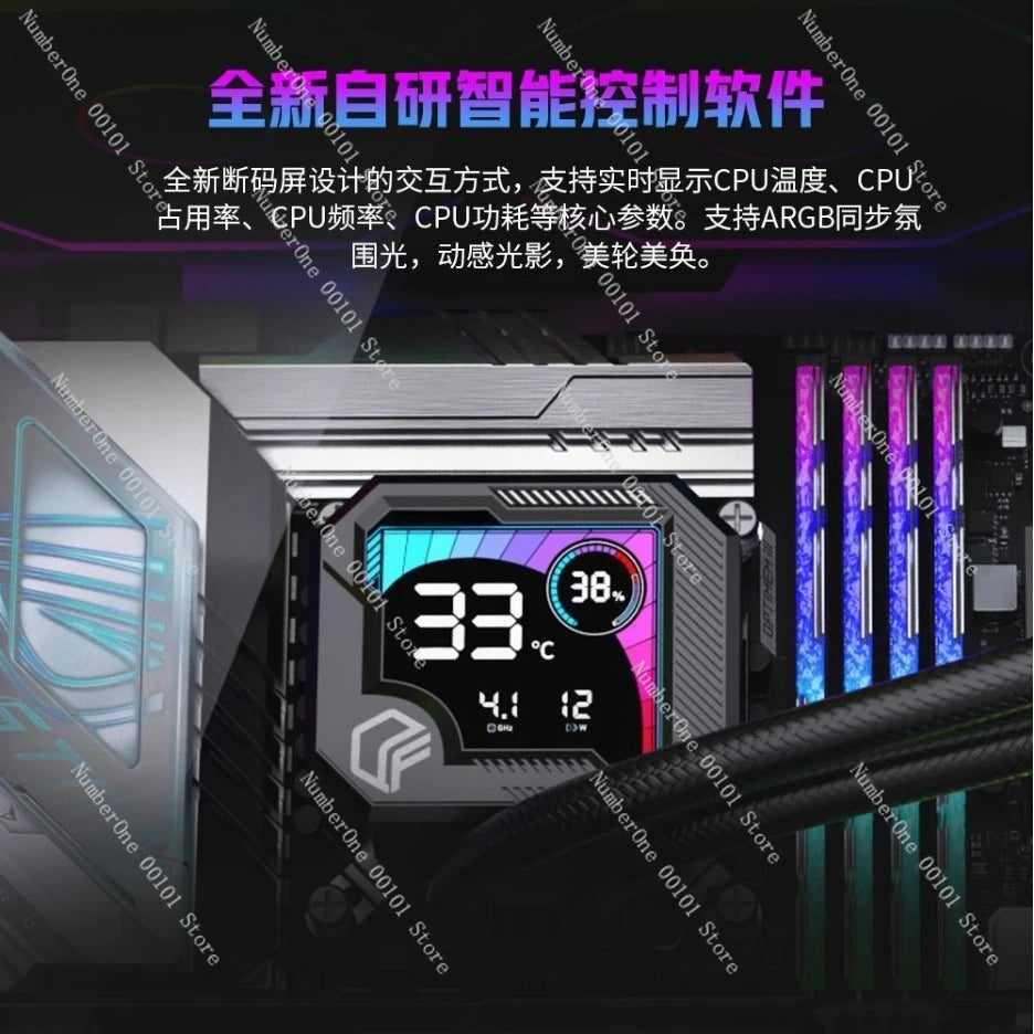 360 ARGB CPU Liquid Cooler with Segment Code Screen Intelligent Temperature Display