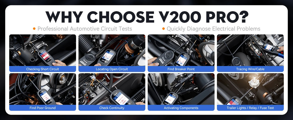 VDIAGTOOL V200PRO Circuit Probe Tester 12V/24V AC/DC Electrical Automotive Electrical System Breaker Finder