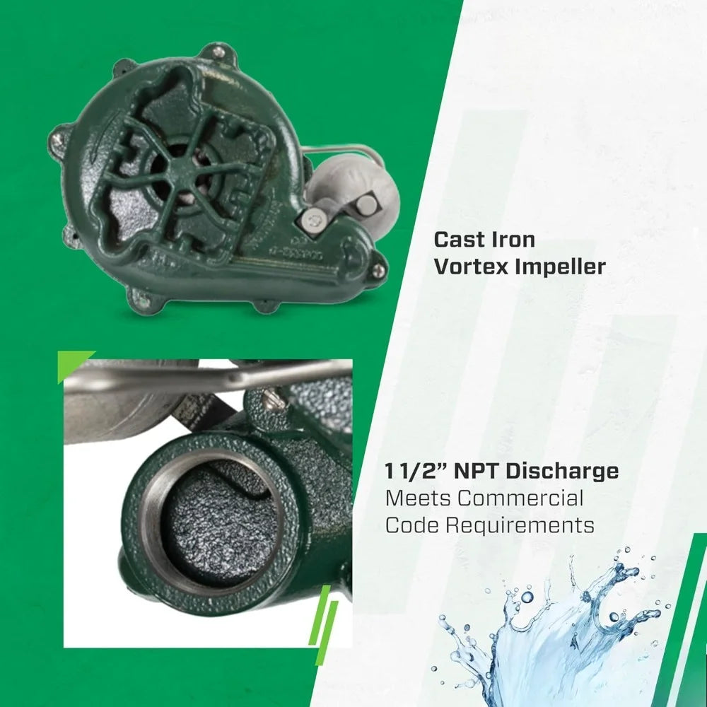 Best Selling US Local StockCast Iron M63  Automatic Submersible Sump Pump  3/10HP    LED Power Plug  High Flow  Vortex Impeller
