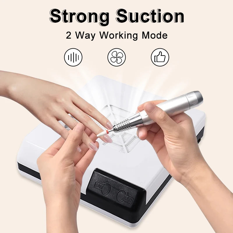 Nail Dust Collector Manicure Machine Tool Vacuum Cleaner Strong Power Fan with Filter LED Suction Beauty Salon Nail Art