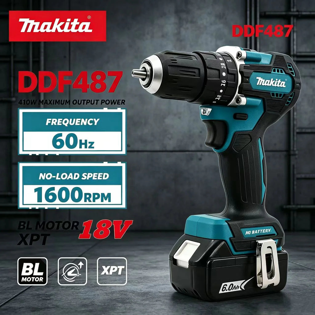Makita DDF487 18V LXT Wireless Brushless Drill Driver Light Lithium Tool For Household Workshop Drilling Fastening Jobs