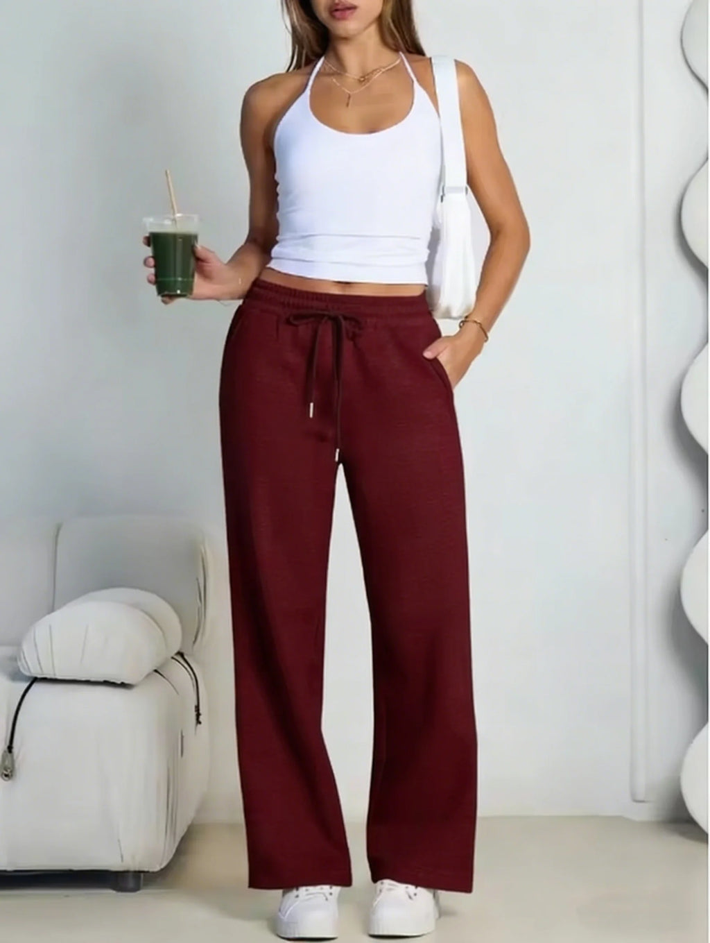 Women Summer Sweatpants 14 Colors Wide Leg Loose Fit Sports Pants Comfortable Drawstring Elastic Waist Casual Streetwear Joggers