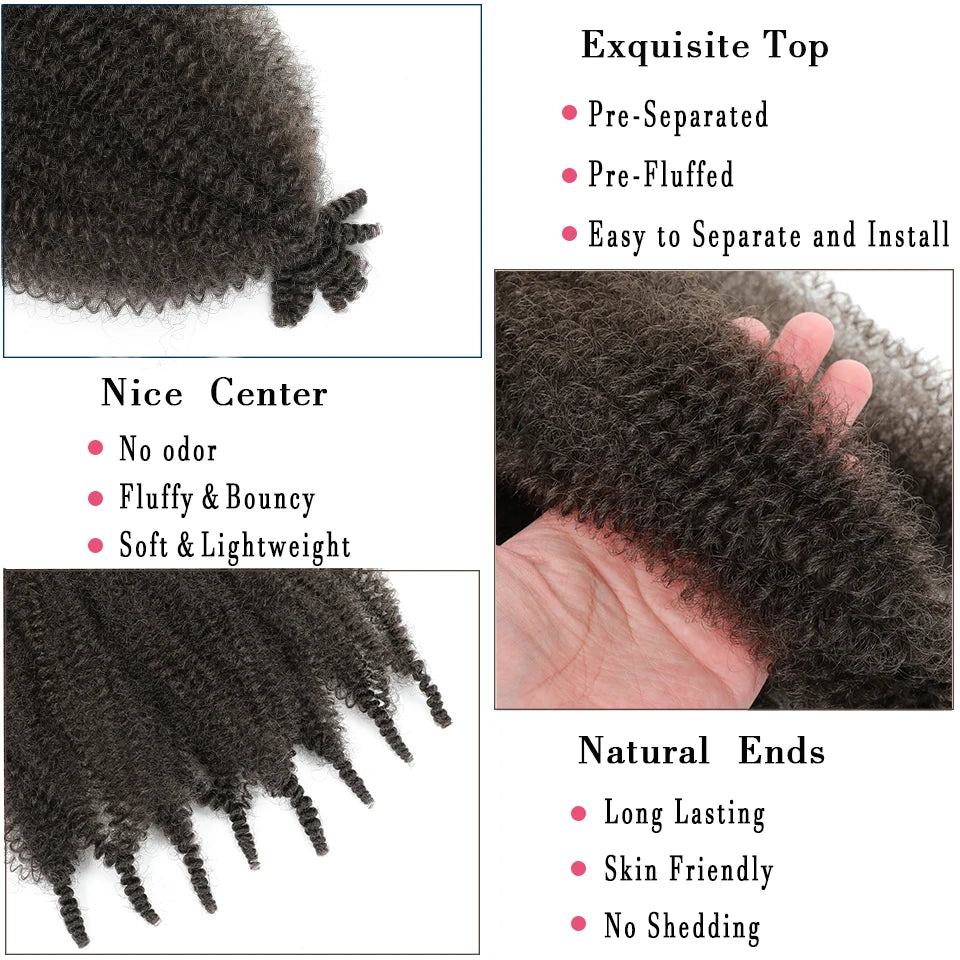 1-8 Packs Afro Twist Hair#4 30 350 12 16 inch Springy Marley Twist Braiding Hair Pre-Separated Kinkys Bulk Hair for Locs Crochet