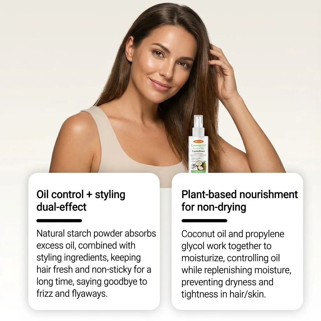 Gleamxi Coconut Oil Leave-In Conditioner Spray Softens Detangles Dry Tangled Minimizes Frizz Boosts Shine Hair Care Product