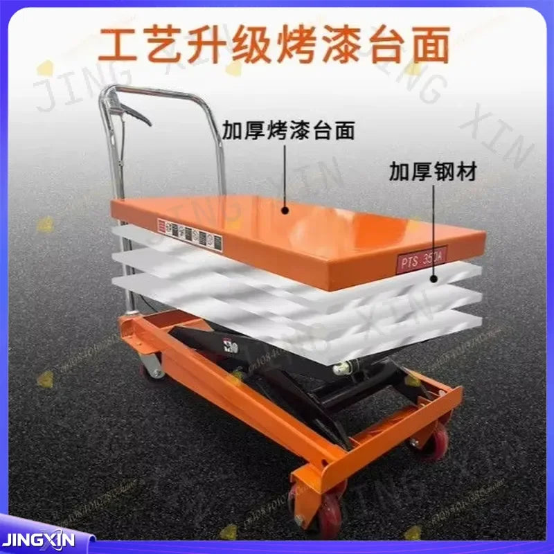 Manual Hydraulic Scissor Lift Platform Truck Mobile Loading Unloading Trolley Electric Lifting Table Cart for Warehouse
