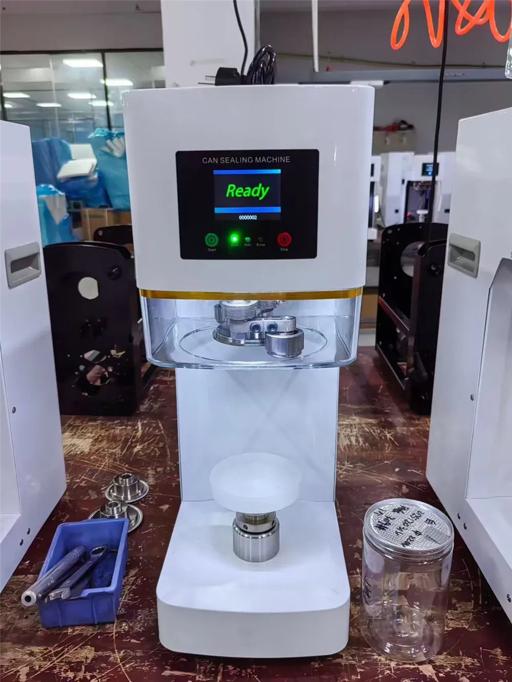 Automatic Juice Cup Drinks Sealing Machine Can Sealing Machine Jar Sealing Machine Non Rotary Plastic Tin Jar Beer Cans Seamer