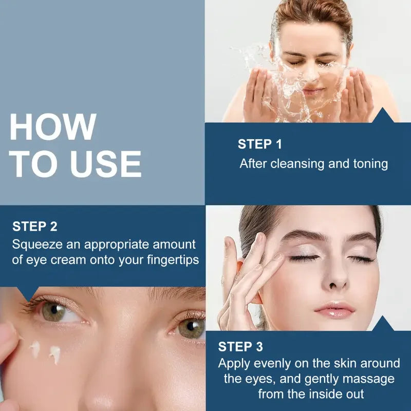 Massage Hydrating Eye Cream, Moisturizing and Firming, Contains Hyaluronic Acid and Glycerin, Suitable for All Skin Types