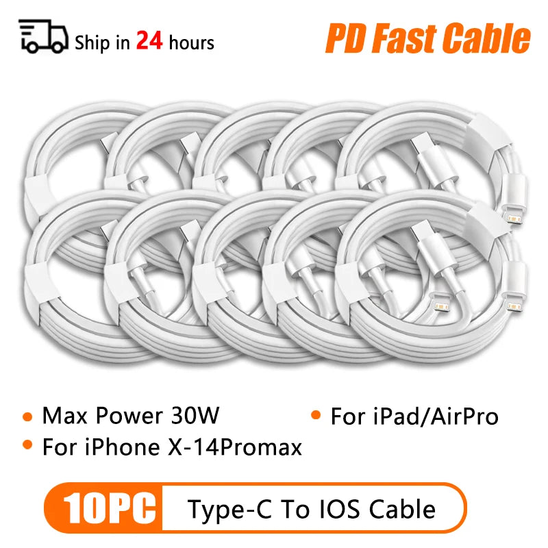 PD 60W USB C to Type C Fast Charging Cable for iPhone 11 13 14 15 16 Pro Max 12 Mini 6 7 8 Plus XS XR iPad USB A 1M 2M Cable
