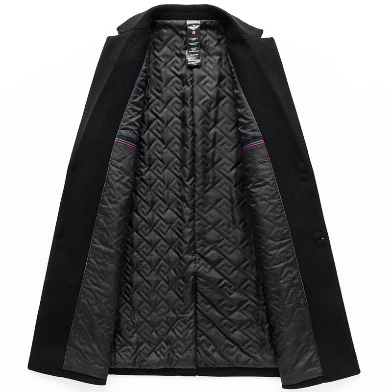New Men Woolen Business Casual Trench Coats Man Long Jackets Winter Overcoats Male Cashmere Trench Coats Woolen Blends Coats 5XL