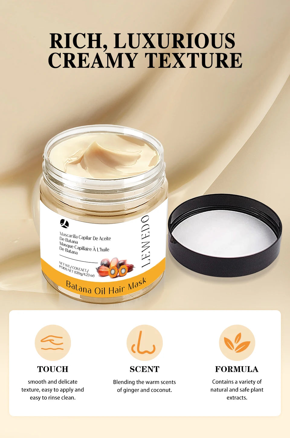 Batana Hair Mask Batana Conditioner Oil 100% Natural Hair Care Oil Prevent Hair Loss Nourishes Dry Hair Ends Improves Smoothness
