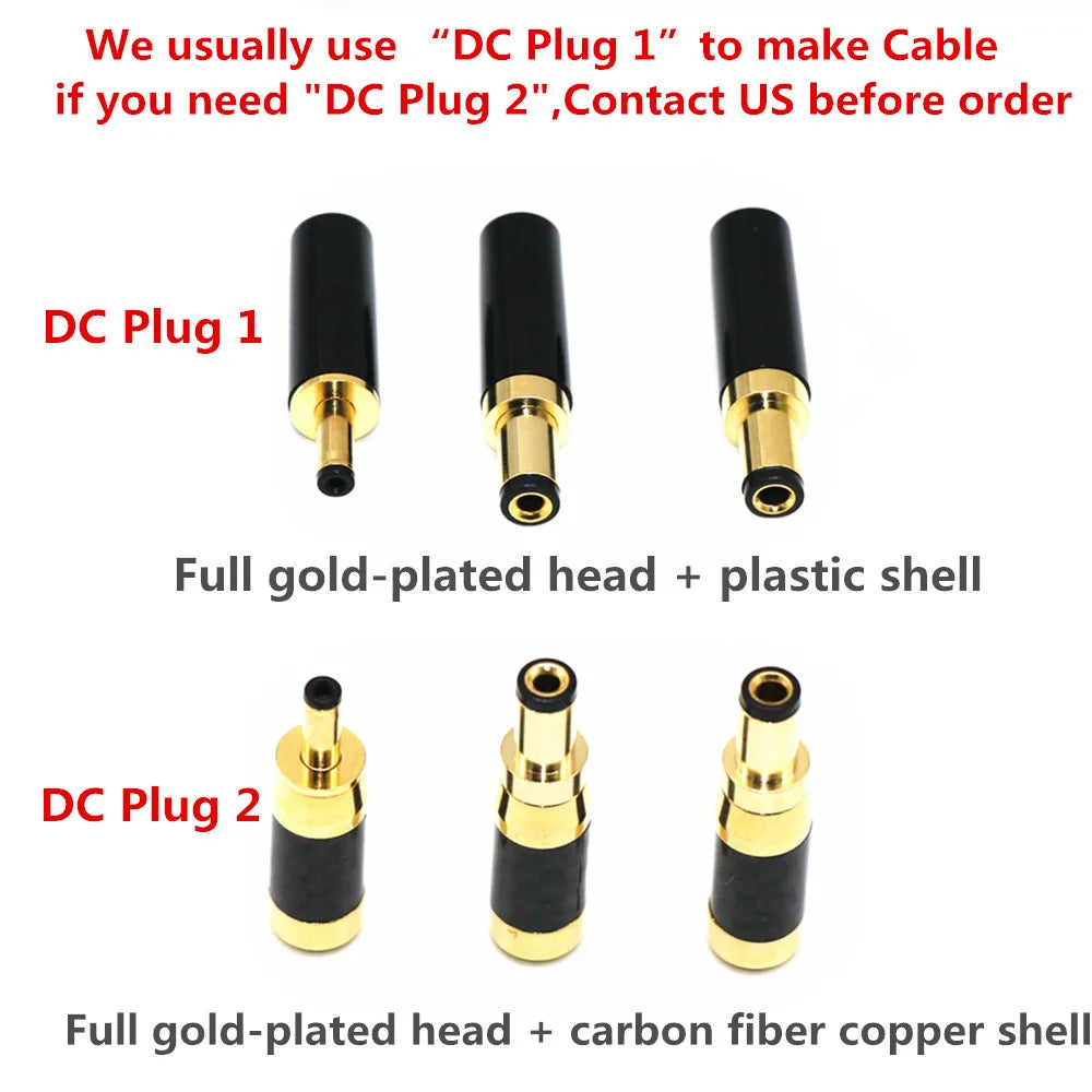 Audiophile Silver Plated Wire GX16 2Pin to DC 3.5*1.5/5.5*2.1/5.5*2.5mm Gold Plated Plug Linear Power Supply Air Output Cable