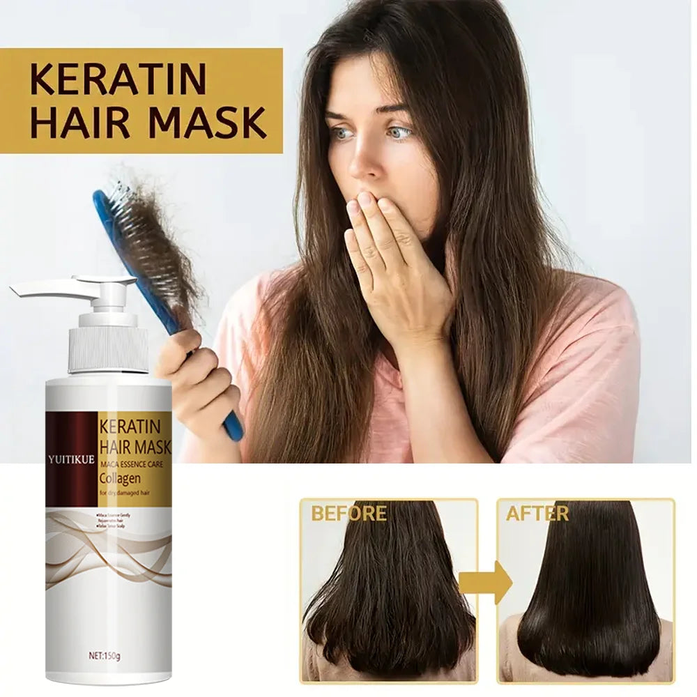 Keratin hair mask, maca extract and collagen, deeply moisturizing, suitable for normal hair types and all hair types