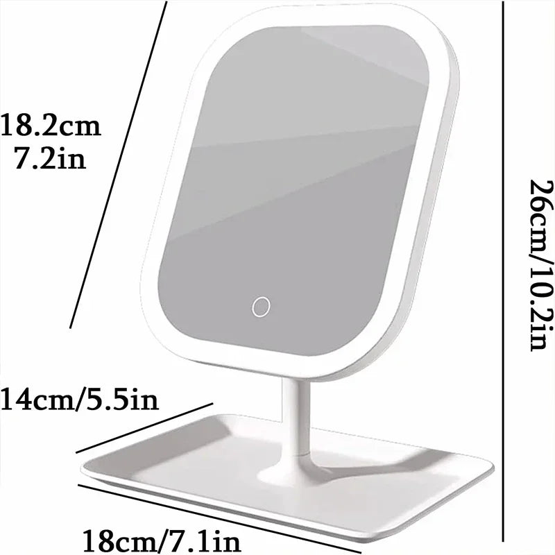 Desktop Vanity Mirror 3 Color Dimmable Light LED Makeup Lights Touching Women Bedroom Dressing Mirrors