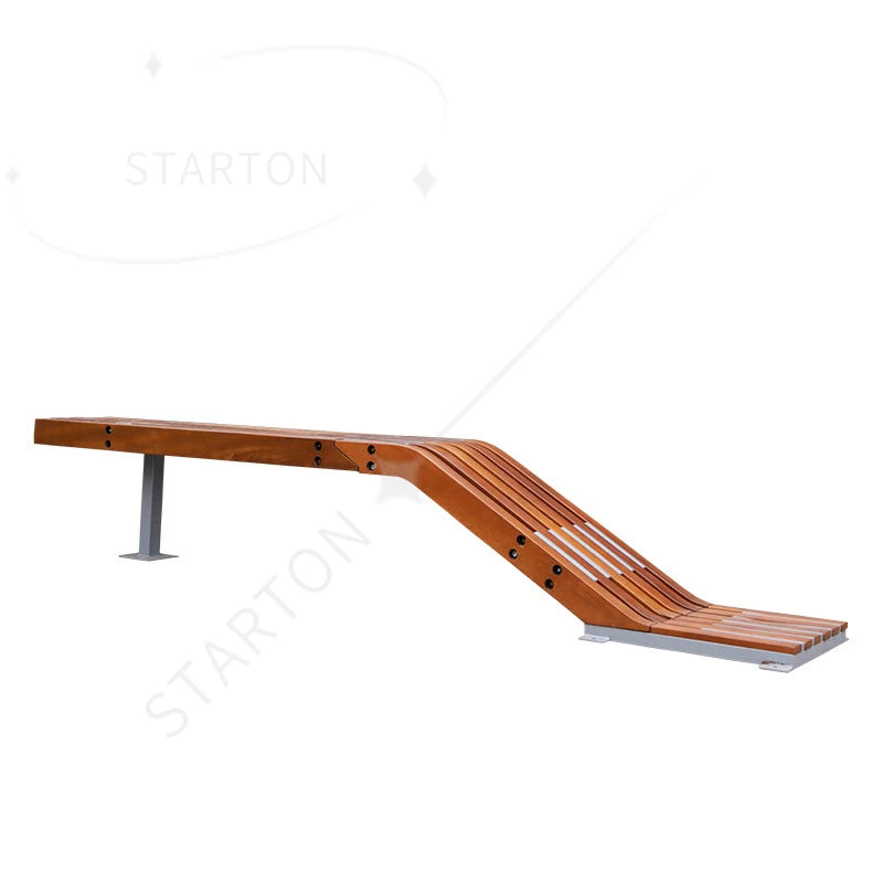 Designer Outdoor Bench with Galvanized Steel Frame Park Garden Public Seating  Landscape Projects Bench Park Street Furniture